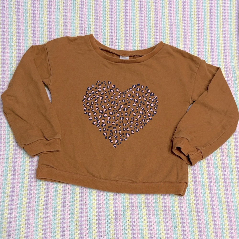 Carter's Kids Cotton Copper Cheetah Heart Patterns Girls Sweatshirt Size 5/5A !